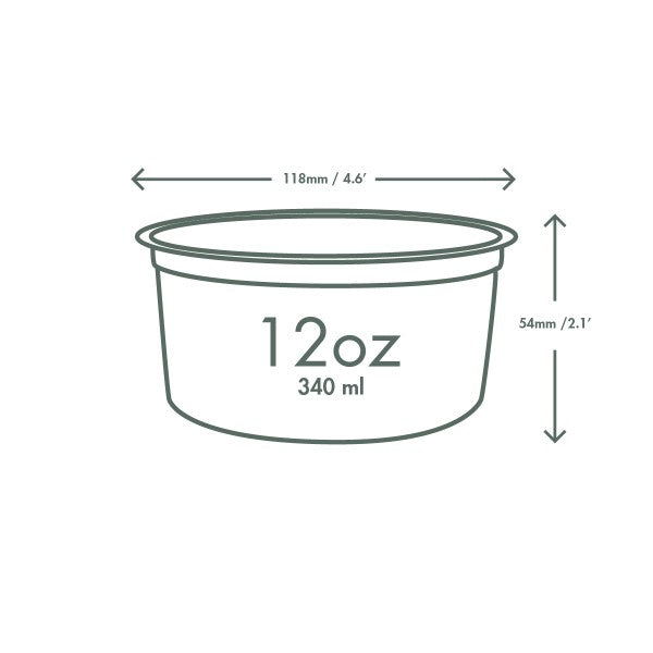 Vegware PLA Round Deli Container 12oz Compostable (QTY 500), SKU CF-DC-12