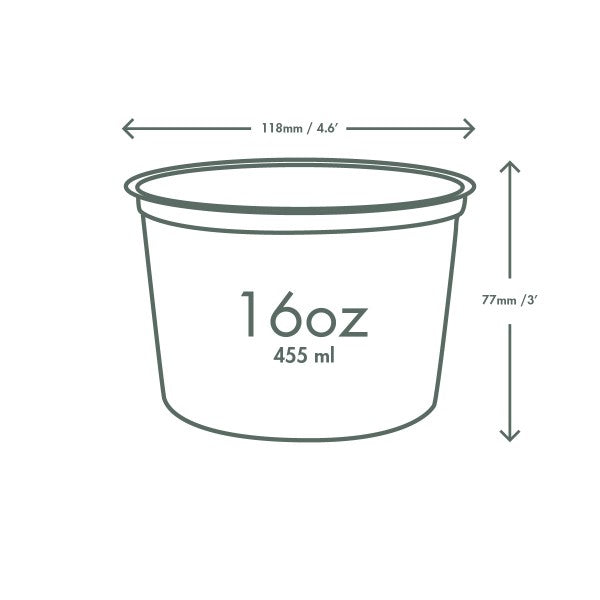 Vegware Round Deli Container 16oz PLA Compostable (QTY 500), SKU CF-DC-16