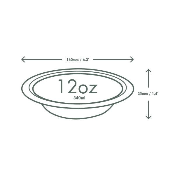 Vegware Molded Fiber Wide Bowl, 12 oz, White (QTY 500), SKU L043