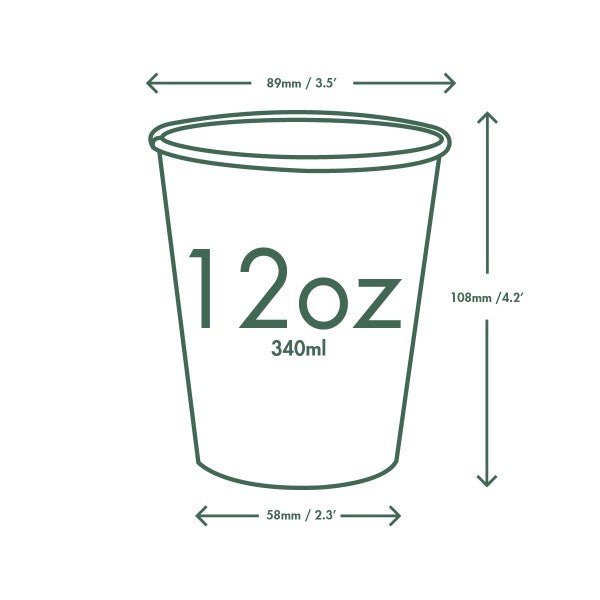 Vegware 12oz White Hot Cup 89-Series (QTY 1000), SKU LV-12G