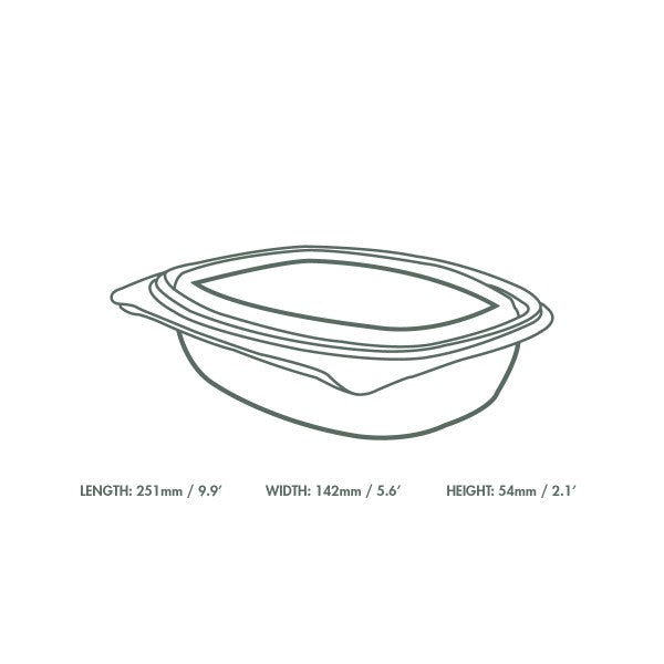 Vegware PLA Hinged Deli Container 12oz Compostable (QTY 300), SKU VHD-12