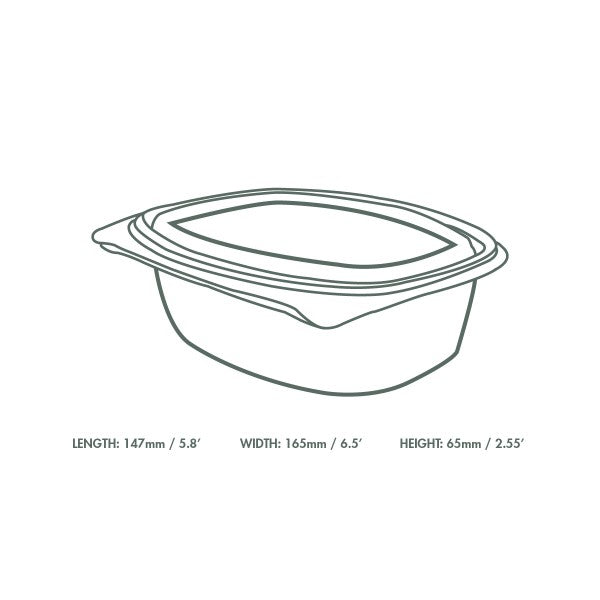 Vegware 24 oz PLA Hinged Deli Container, Clear (QTY 200), SKU VHD-24