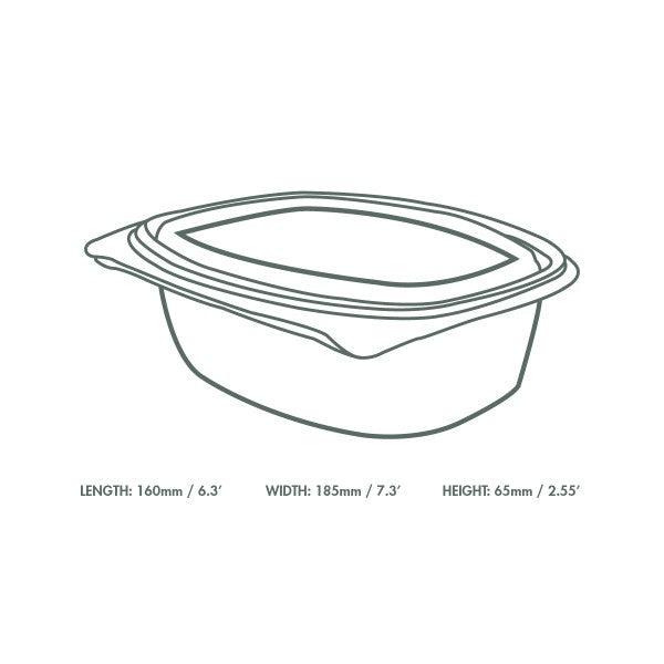 Vegware 32 oz PLA Hinged Deli Container, Clear (QTY 200), SKU VHD-32