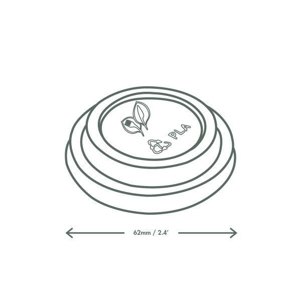 Vegware 62-Series CPLA Hot Cup Lid, No-Hole, Off-White (QTY 2000), SKU VLID62S
