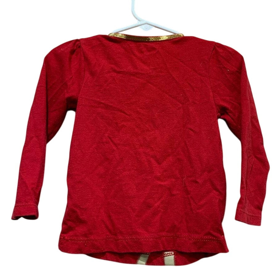 Holiday Time 18M Girls Christmas Shine Bright Glitter Reindeer w Plaid Bow Tee