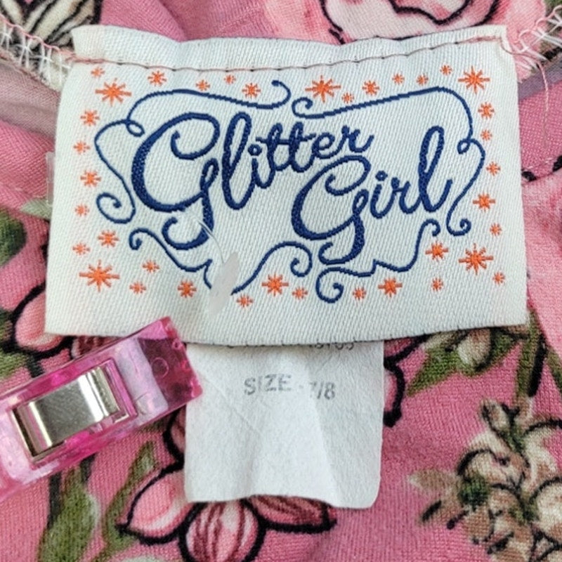 Glitter Girl Girls Size 7/8 PolySpandex Floral Cold Shoulder Key Hole Top