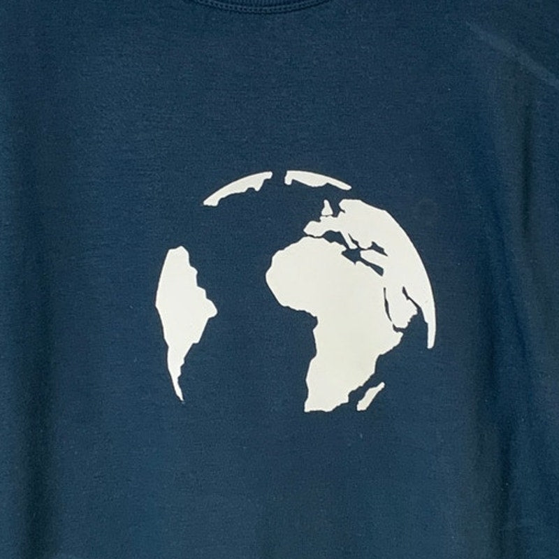 Upcycled Hand Printed Womens Large Save The Earth World Long Sleeve Sweatshirt