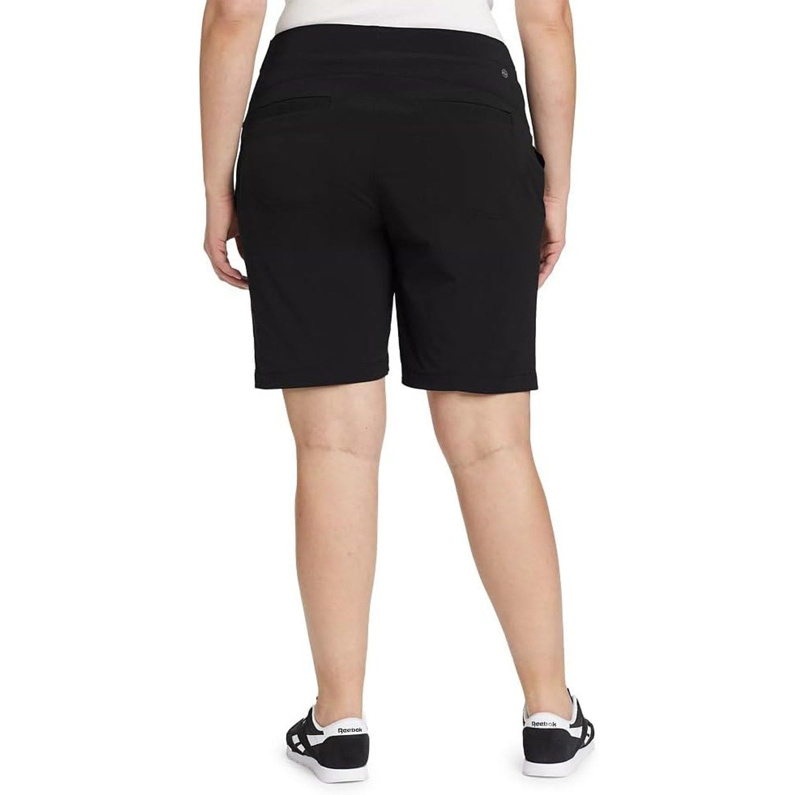 New Eddie Bauer Womens 12T 12 Tall Black High Rise Fitted Horizon Bermuda Shorts