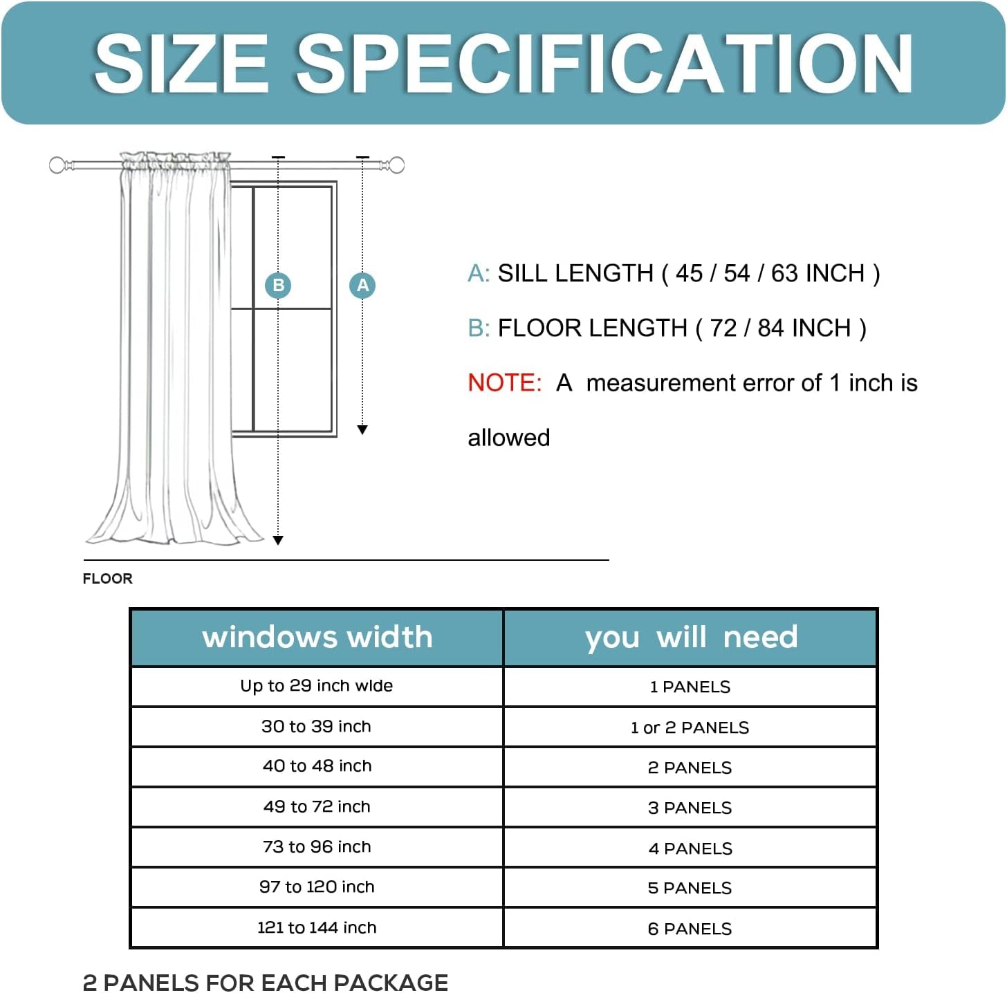 Blackout Curtains for Living Room, Thermal Insulated Rod Pocket Window Drapes for Bedroom, 2 Panels (42X84 Inch, Blue)