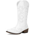 Jeossy Womens Size 11 White Faux Leather 2" Heel Pull On Cowboy Western Boots