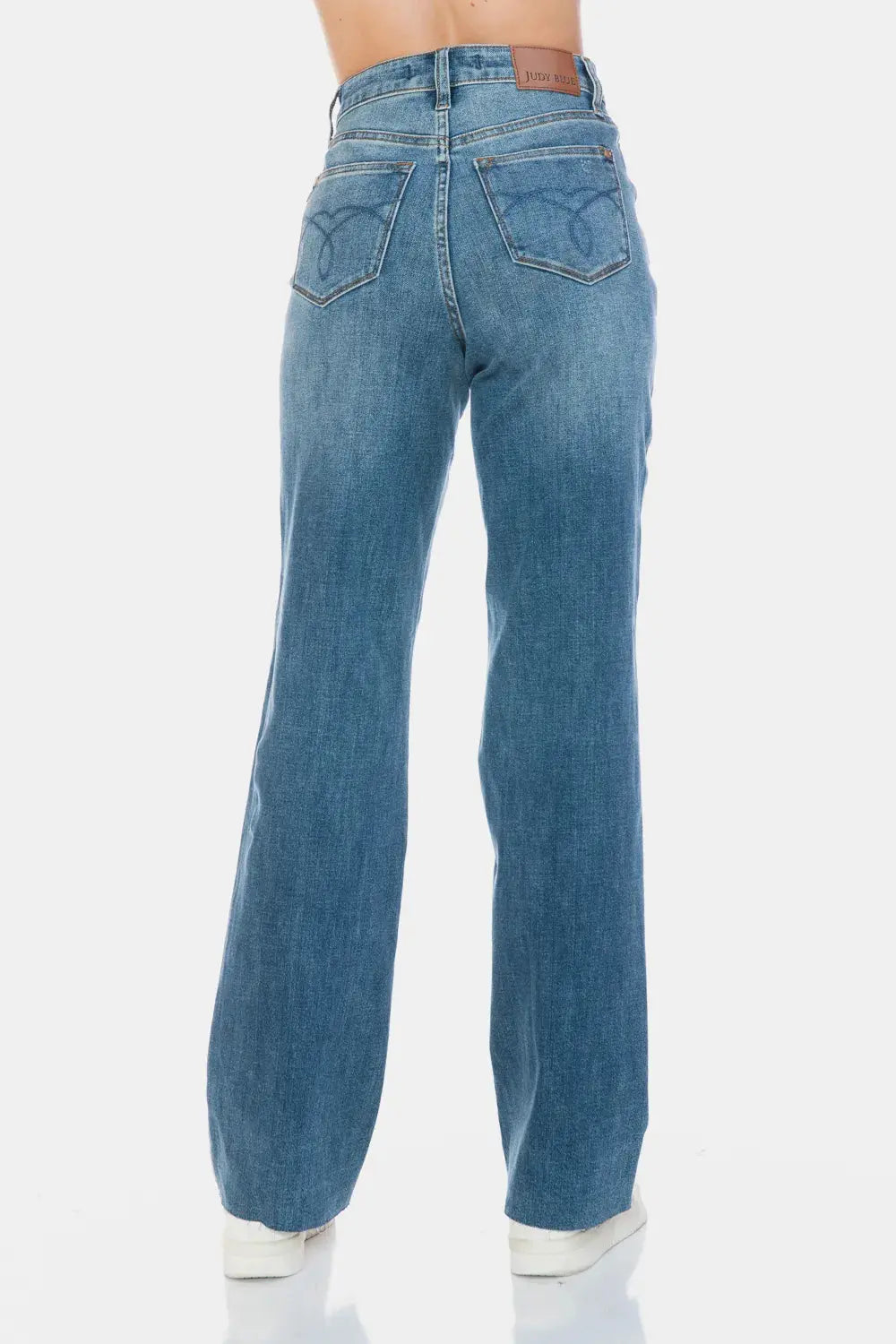 Full Size/Plus Size Tummy Control Cut Raw Hem Straight Judy Blue Jeans