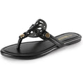 New Dream Pairs Womens Size 10 Black Slide On Faux Leather Flip Flop Sandals