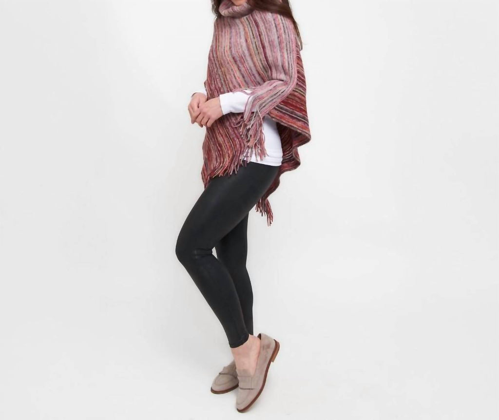 Tiya Striped Funnel Neck Poncho
