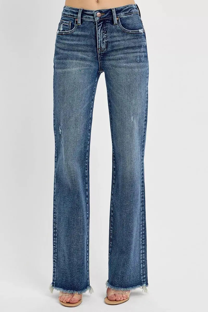 RISEN Jeans - Plus Size Tummy Control High Rise Long Straight Jeans