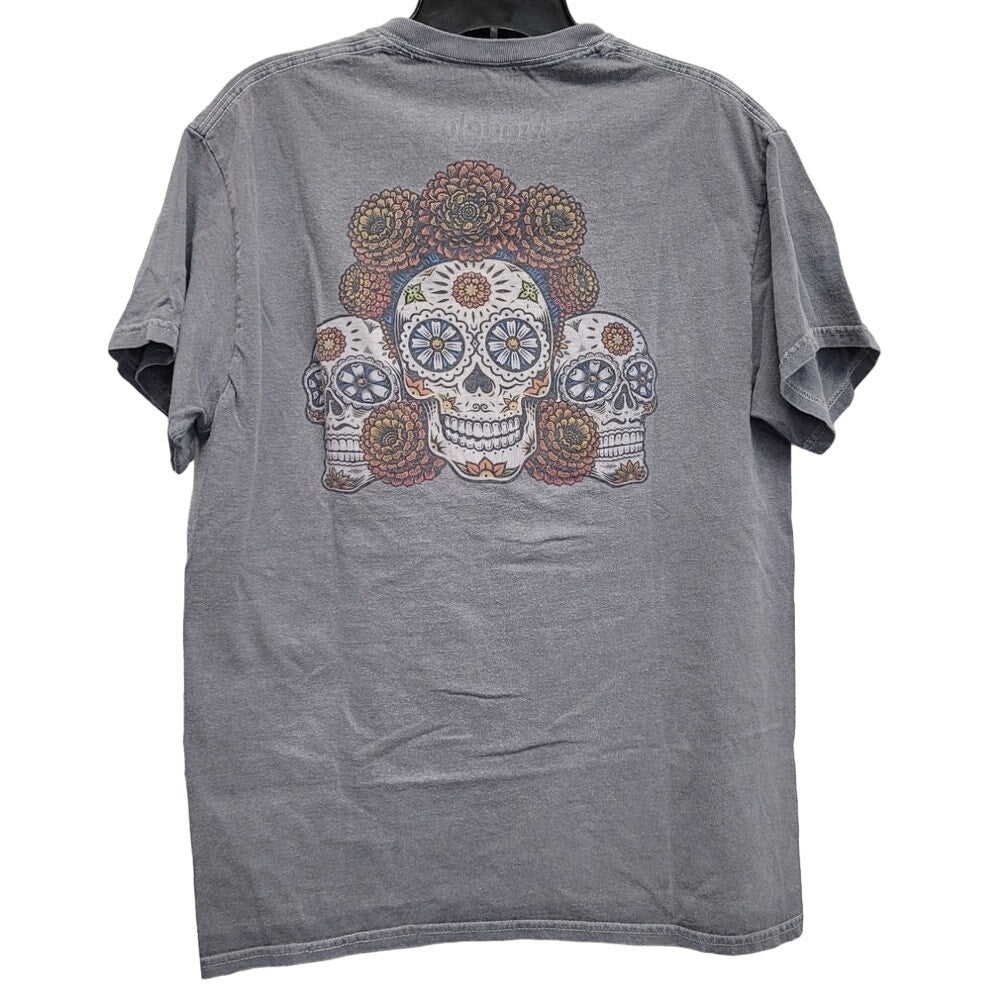 Cerveza Modelo Mens Medium Sugar Skull and Marigold Short Sleeve Tee Shirt