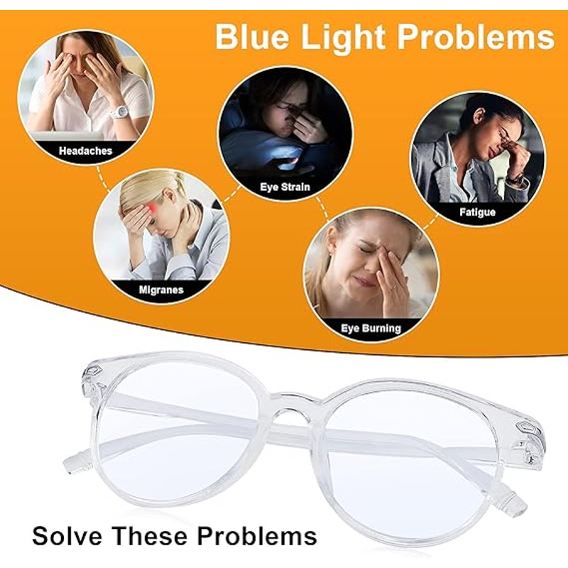Craebuer Womens Clear Frame Blue Light Blocking Reading Eye Glasses w Case