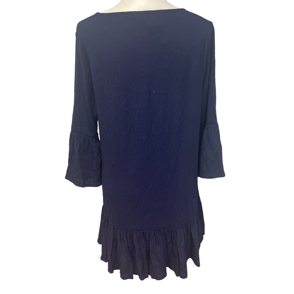 New Draper James Womens Small Long Bell Sleeve Front Tie Swim Coverup Dress
