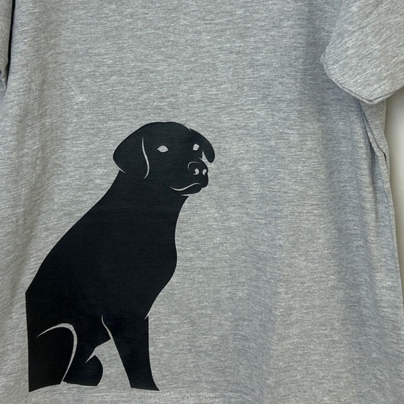 New Hand Printed Mens Large Gray Heathered Black Lab Dog Short Sleeve Tee Shirt