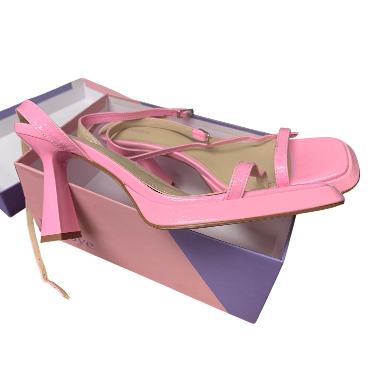 Reitoye Womens Size 10 Bubble Gum Pink 4" Heel Open Toe Ankle Strap Sandal Shoes