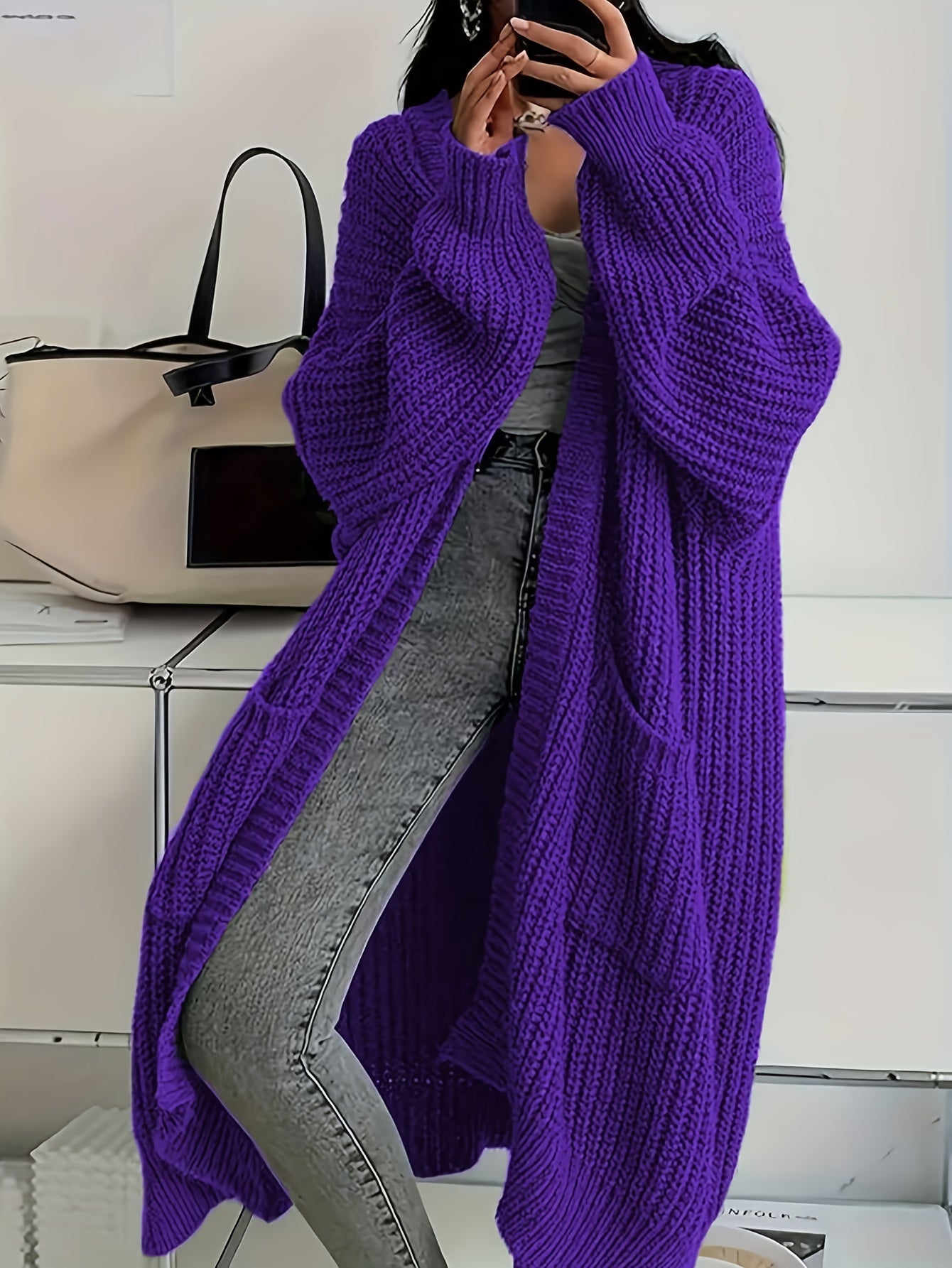 Women's Fashion Casual Temperament Long Over Knee Cardigan