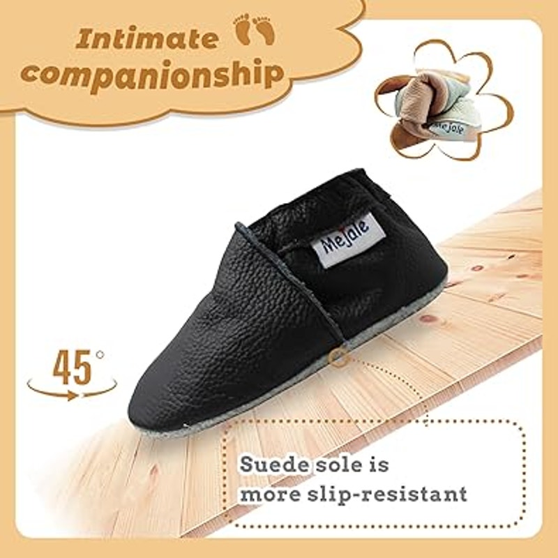 Mejale Baby Infant Size 6-12 Mos Black Slip On Soft Sole Leather Moccasins Shoes