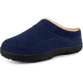 New Home Top Mens Size 9-10 Faux Fur Lined Blue Moccasin Memory Foam Slippers