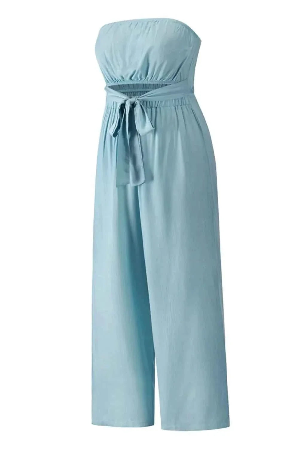 Tied Cutout Tube : Wide Leg Jumpsuit