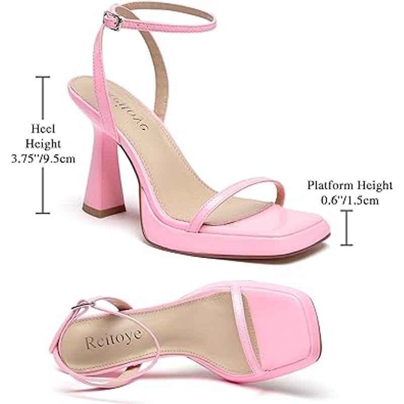 Reitoye Womens Size 10 Bubble Gum Pink 4" Heel Open Toe Ankle Strap Sandal Shoes