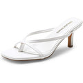 Dream Pairs Womens 9.5 White Open Toe 3.25" Heel Slide On Weddding Sandal Shoes