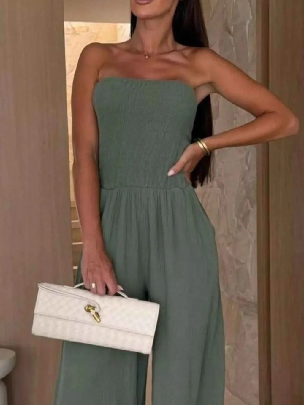 Smocked Tube : Wide-Leg Jumpsuit