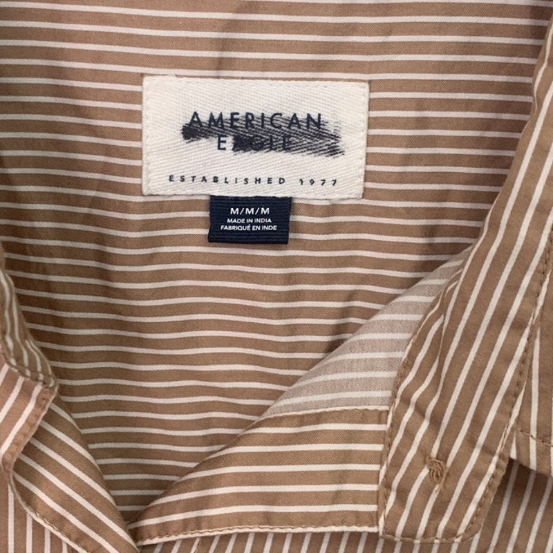 2 New American Eagle Womens Medium Striped Long Sleeve Collared Button Up Shirts