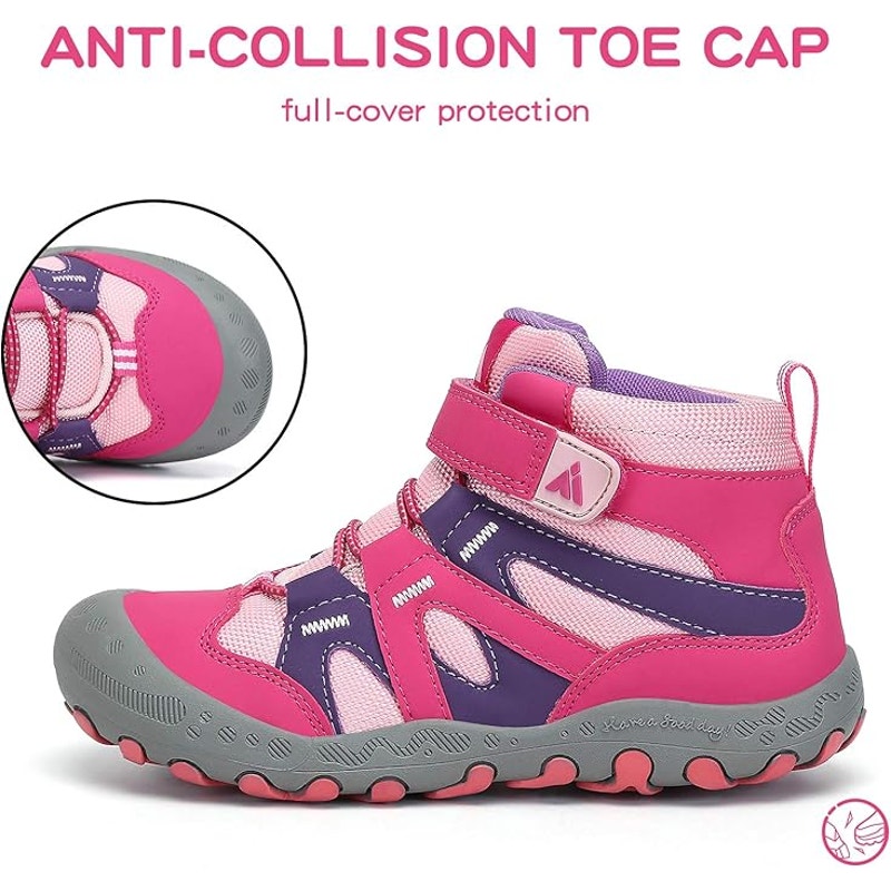 Mishansha Girls Size 11 Pink Gray Hiking Waterproof Breathable Ankle Sneakers