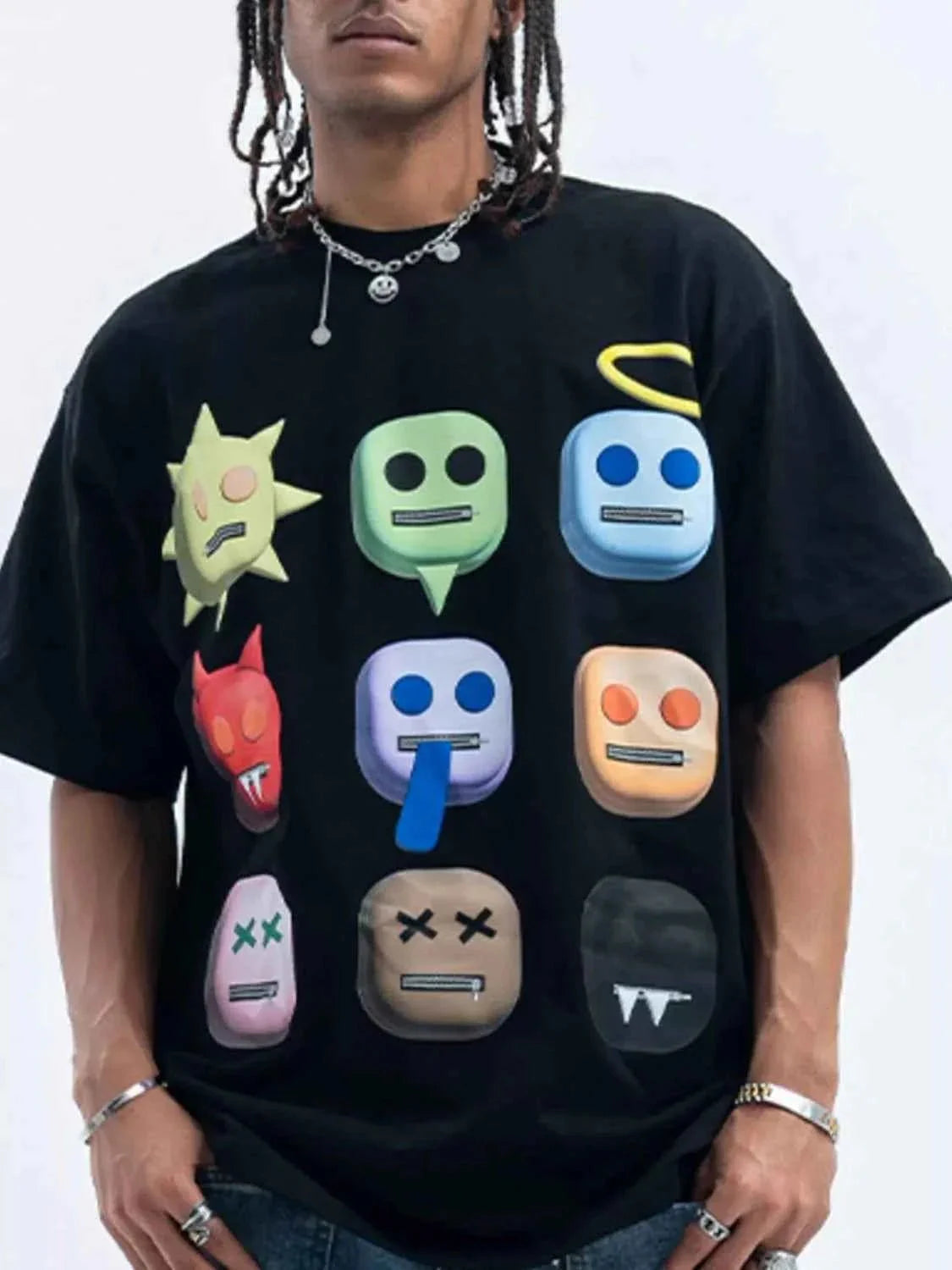 Graphic Tee: Men's Round Neck Cotton Spandex T-Shirt