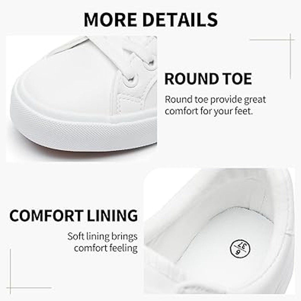 New Sernial Womens Size 7 White Faux Leather Lace Up Basic Tennis Athletic Shoes