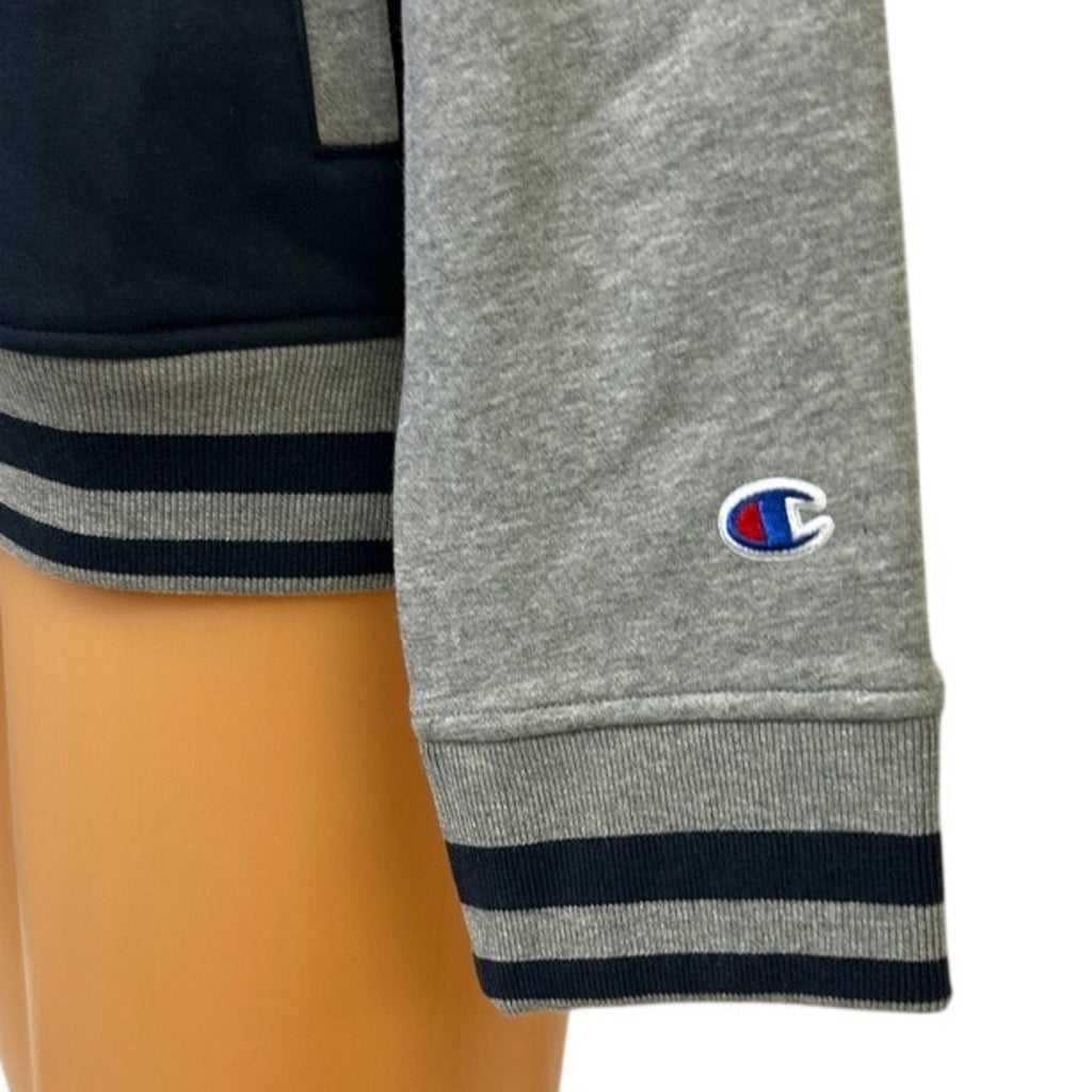 New Champion Mens XL Navy Gray Snap Up PolyCotton Athletic Wear Bomber Jacket