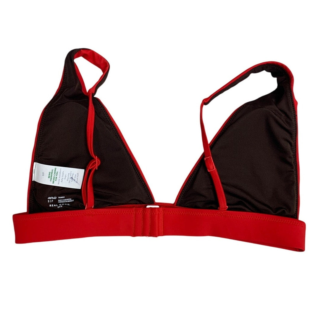 New Aerie Womens Small Red Thin Strap Padded Triangle Bikini Swim Top ONLY