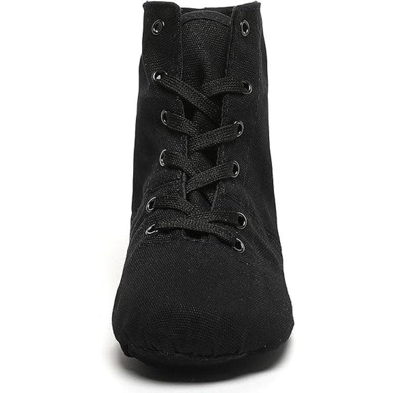 Foralod Womens Size 8 Black Jazz Boots Lace Up Round Toe High Top Dance Shoes