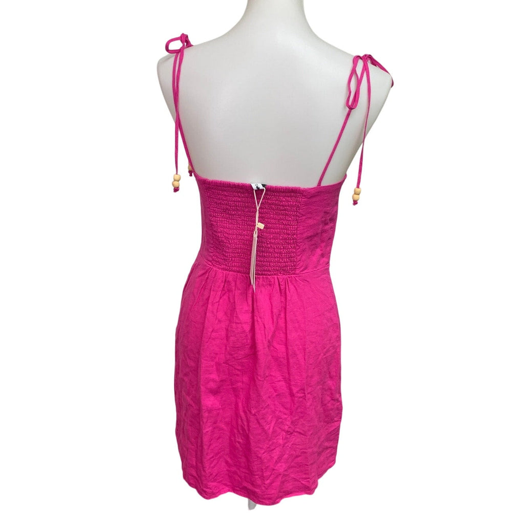 New Mango Womens Size 6 Tied Spaghetti Strap Linen Viscose Blend Sheath Dress