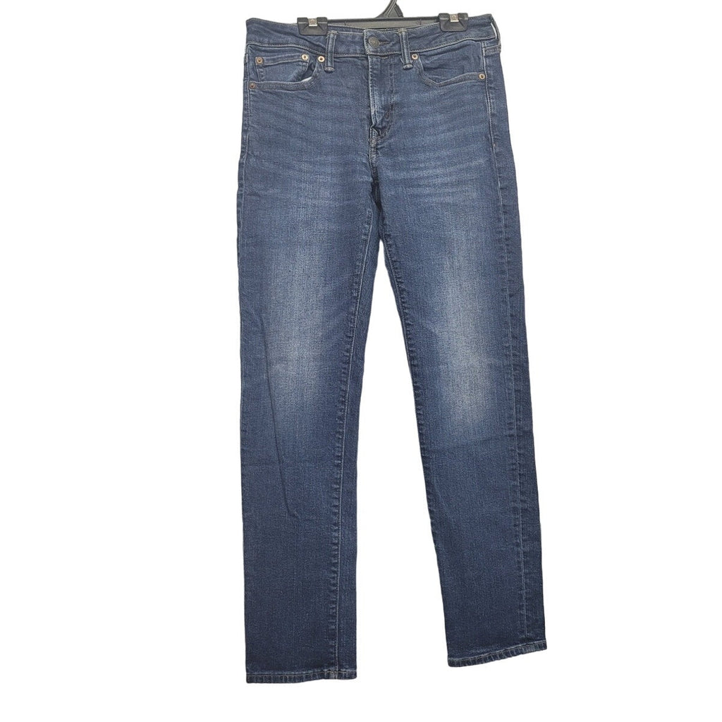 American Eagle Mens 30X32 PolyCotton Factory Whiskered Slim Straight Demin Jeans