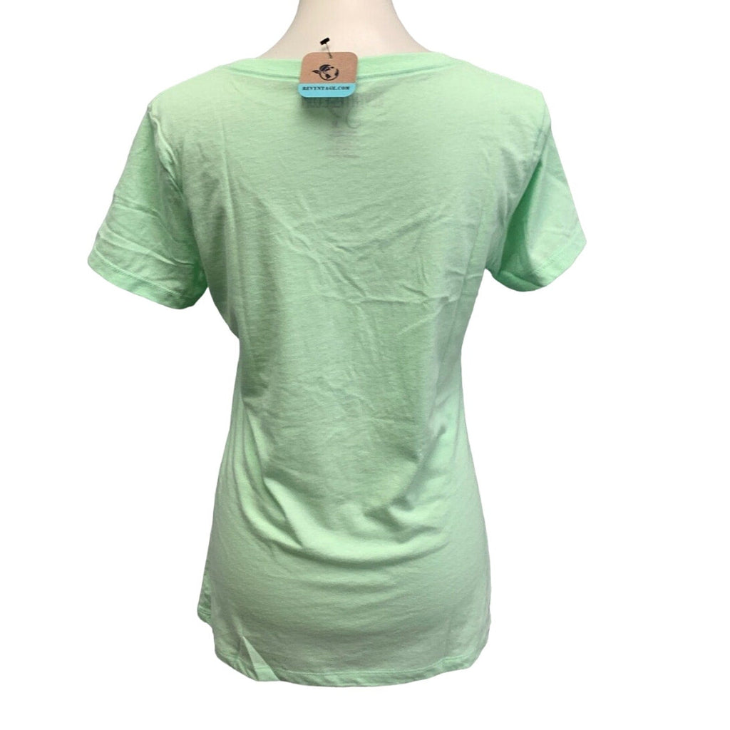 New Hand Printed Dandelion Womens XL Cotton Blend Short Sleeve V-Neck Tee