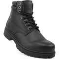 Jacata Mens Size 10 Black Faux Leather Work Lace Up Round Toe Rubber Sole Boots