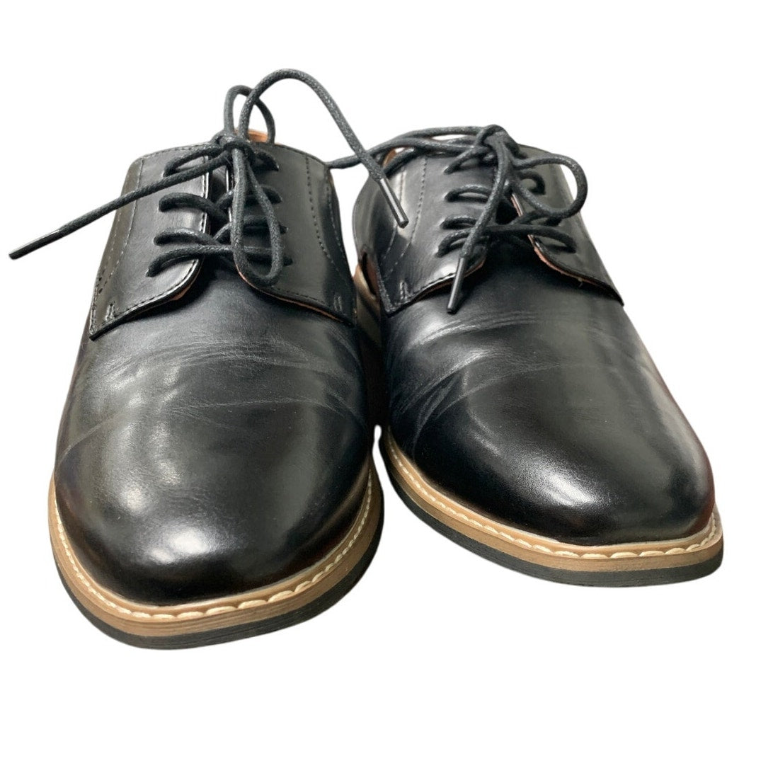 Silent Care Mens Size 8.5 Black Faux Leather Lace Up Classic Oxford Formal Shoes