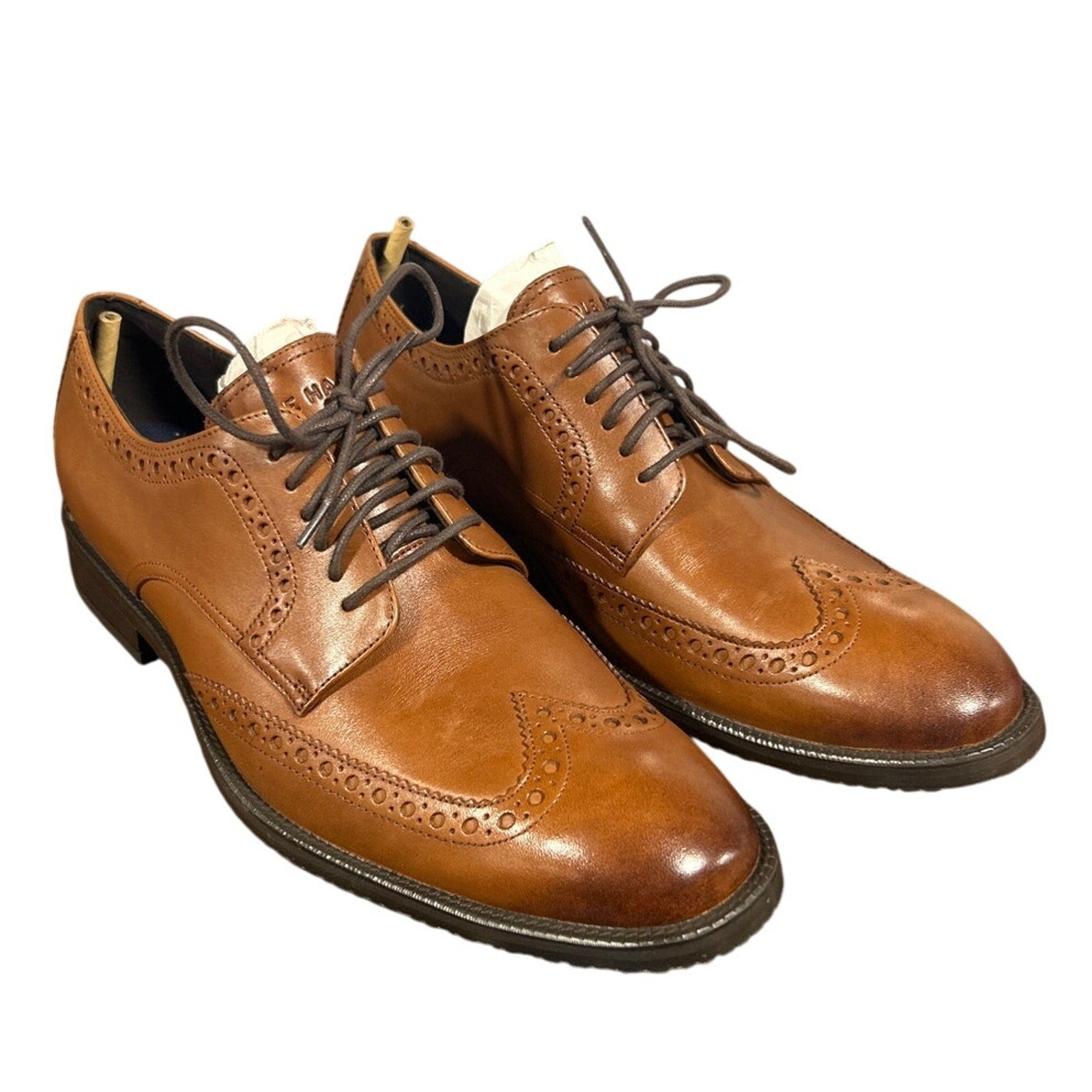 New In Box Cole Haan Mens 11 British Tan Leather Oxford Lace Up Grand 360 Shoes