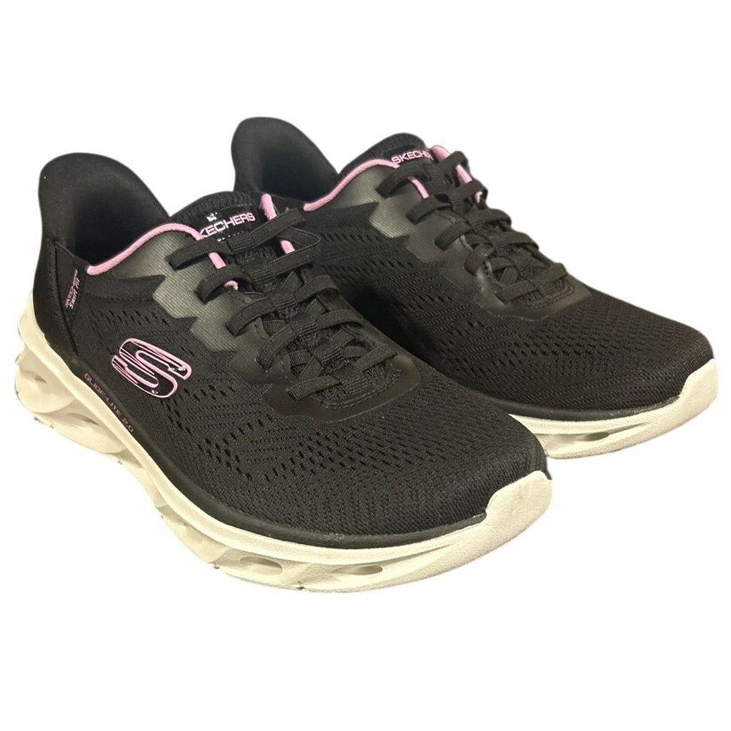 New In Box Skechers Womens Size 7 Black Pink Mesh Hands Free Swift Fit Shoes
