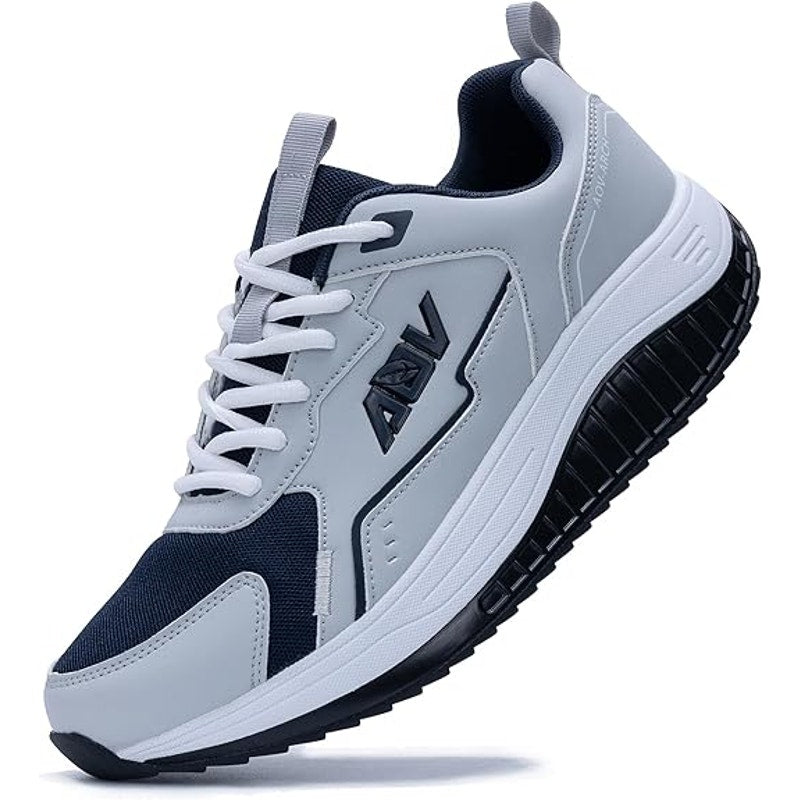 New Mens Size 7 Gray Navy Arch Support Orthotic Lace Up Athletic Shoes w Flaw