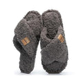 Goewy Womens Size 7-8 Gray Open Toe Fuzzy Memory Foam Slide On Slipper Shoes
