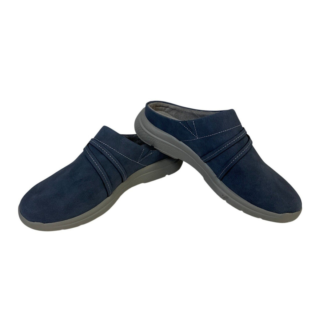 JSport Womens Size 10 Blue Faux Leather Gina Slip On Memory Foam Sneaker Shoes