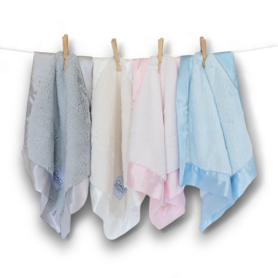 Luxury Baby Lovey Security Blanket with Satin Trim - Ivory