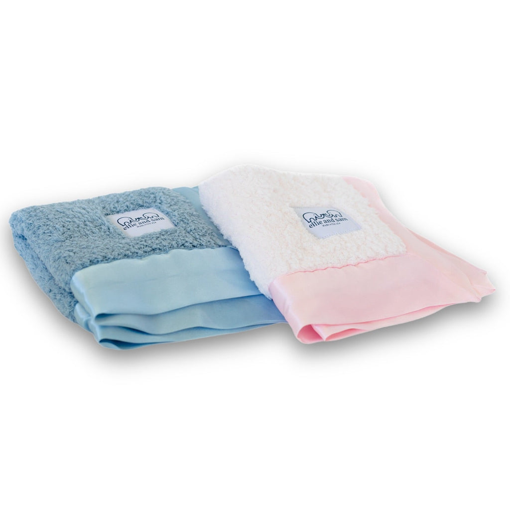 Classic Chenille Lovey Security Blanket with Satin Trim – Pink