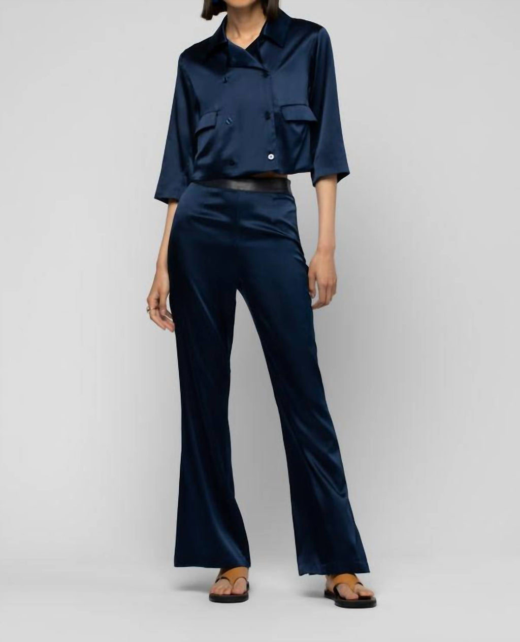 Balicia Silk Pant With Leather Detail